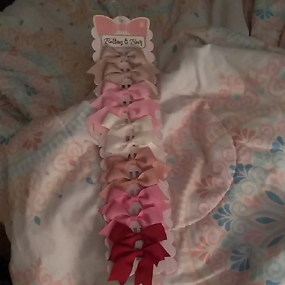 Pink and Neutral Bow Hair Clip Set for Kids